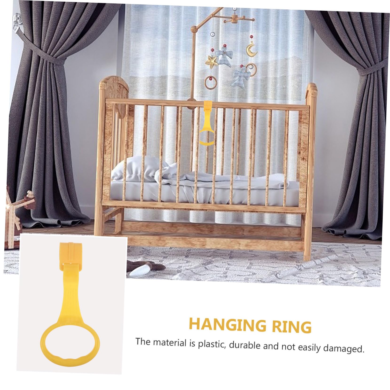 Kisangel 4Pcs Portable Pull Rings Bright Colors Stand Up Safety Rings for Cribs and Fences Durable Random Color Encourages Walking and Development