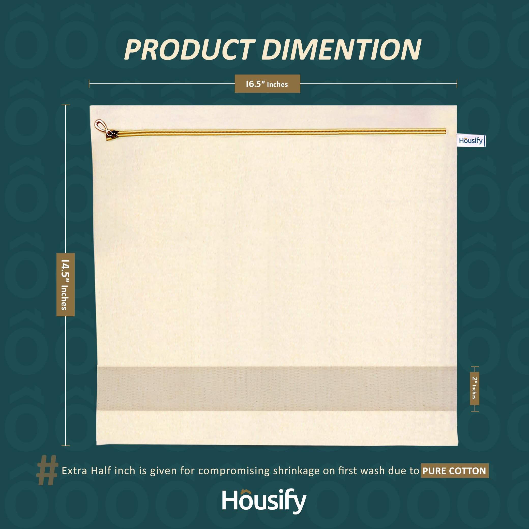 Housify Cotton Saree Covers with ZIP - Pure Cotton 12 Big Size(16.5×14.5 Inches) Single Sari Storage Bags/Cover/Pouches for Packing New Sadi - Wardrobe Organizer for Sarees/Cloths With Window (12)