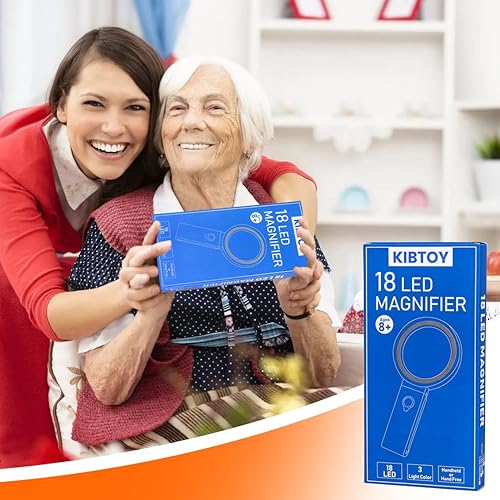 Miniatura 9 de Lupa de 30 x 40X con luz y soporte, lupa plegable de mano con 18 luces LED iluminadas para degeneración macular, lectura de personas mayores,