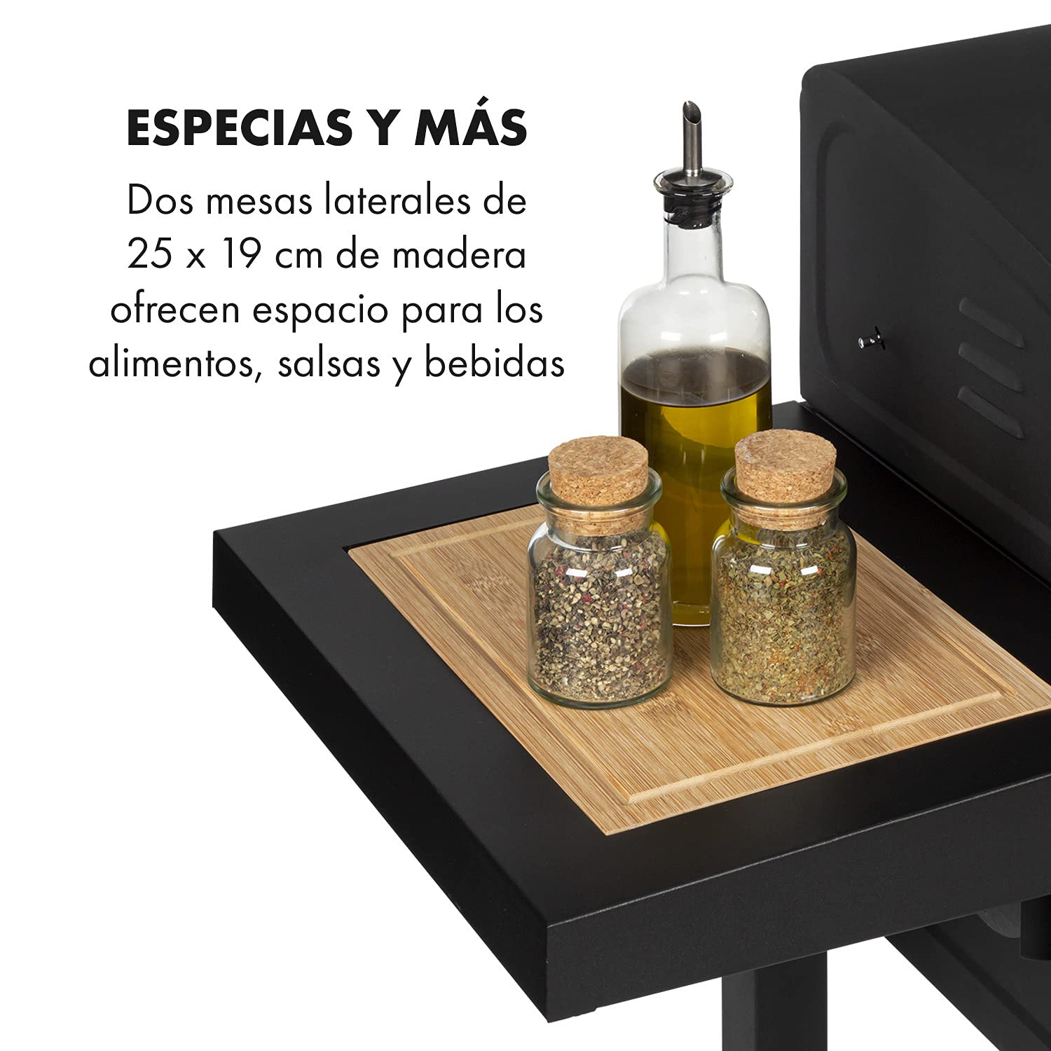 Klarstein Meat Machine - Barbacoa de carbón, Sistema de ventilación, Chimenea, Termómetro, Brasero altura regulable, Ruedas, Mesas laterales, Mango tacto frío, Acero cromado, 45 x 32,5 cm, Antracita