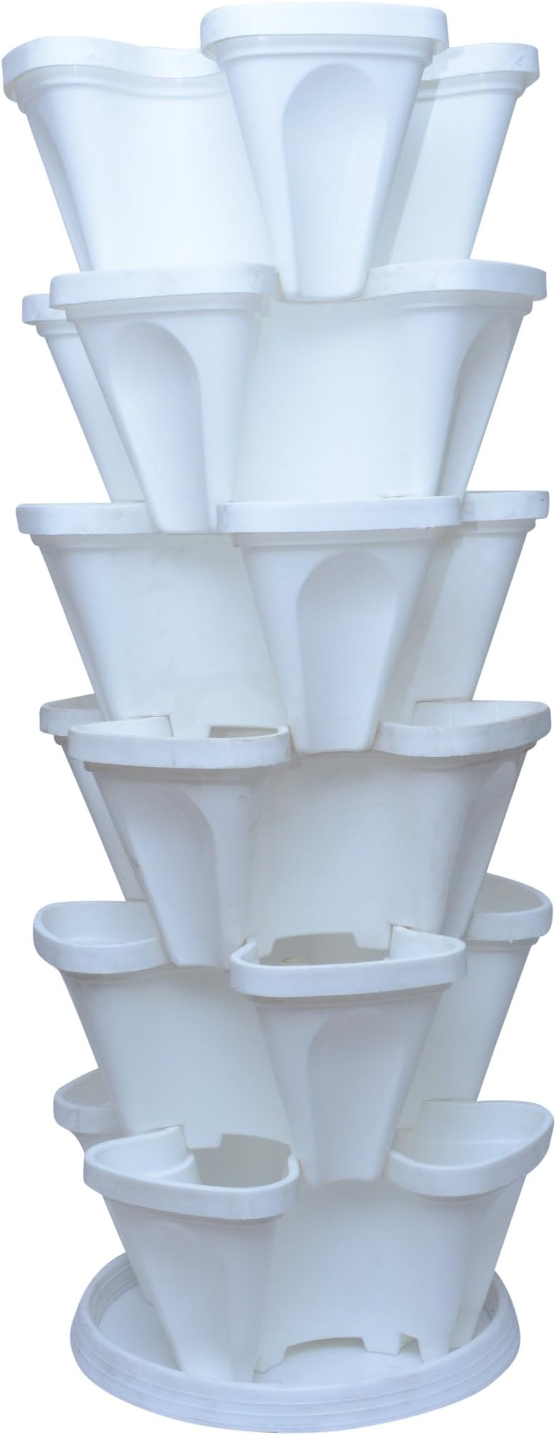 - Gardens Need Stylish White Stack-A-Pot Hanging Planters - 7 Pieces| Space-Saving Multi-Tier Design with Water Tray | for Home, Patio, and Garden