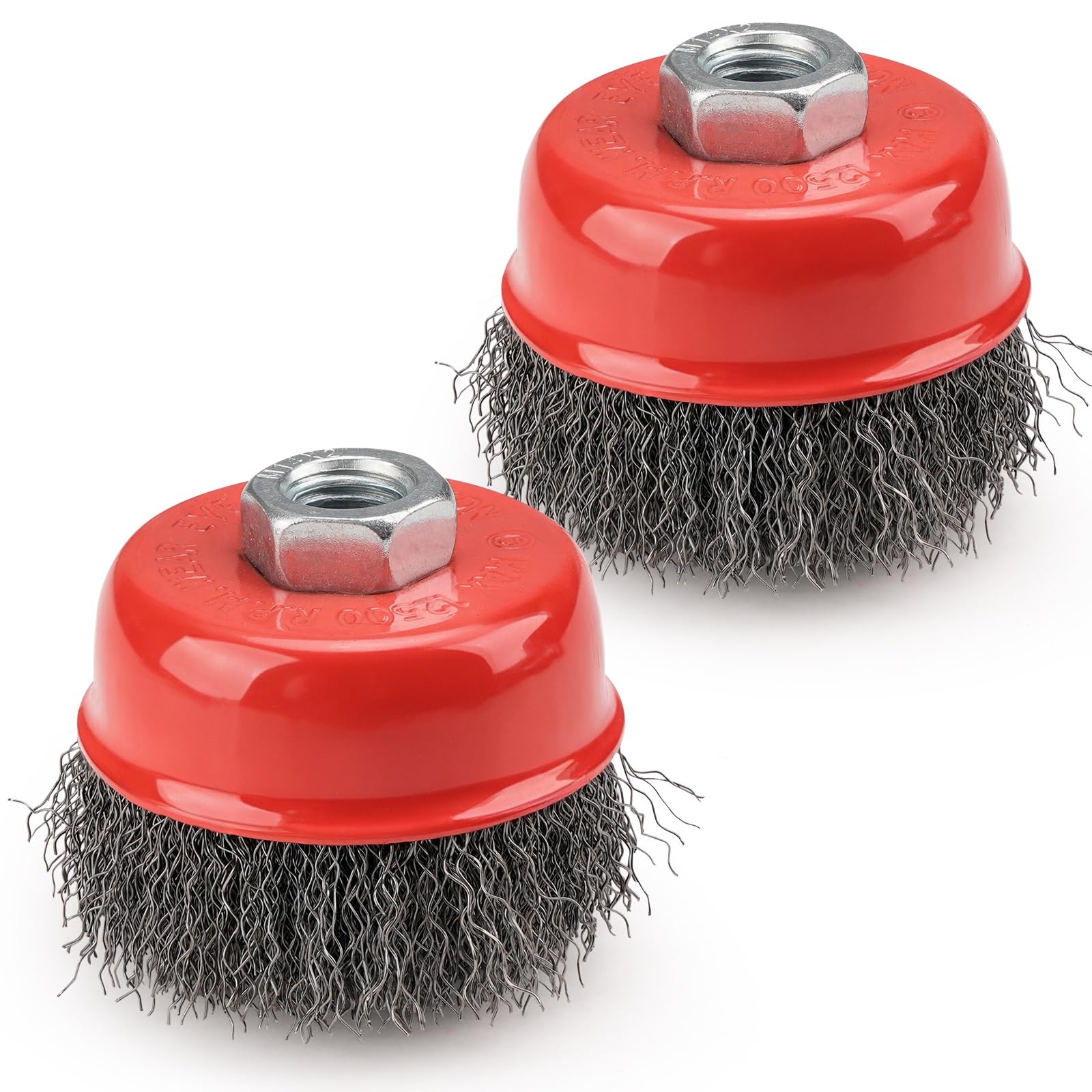 Cepillo de copa alambre prensado 3 pulgadas for amoladora angular con eje roscado acero M14, acondicionamiento ligero for metales y madera Adecuado para lijar y limpiar(Color1 2pc)