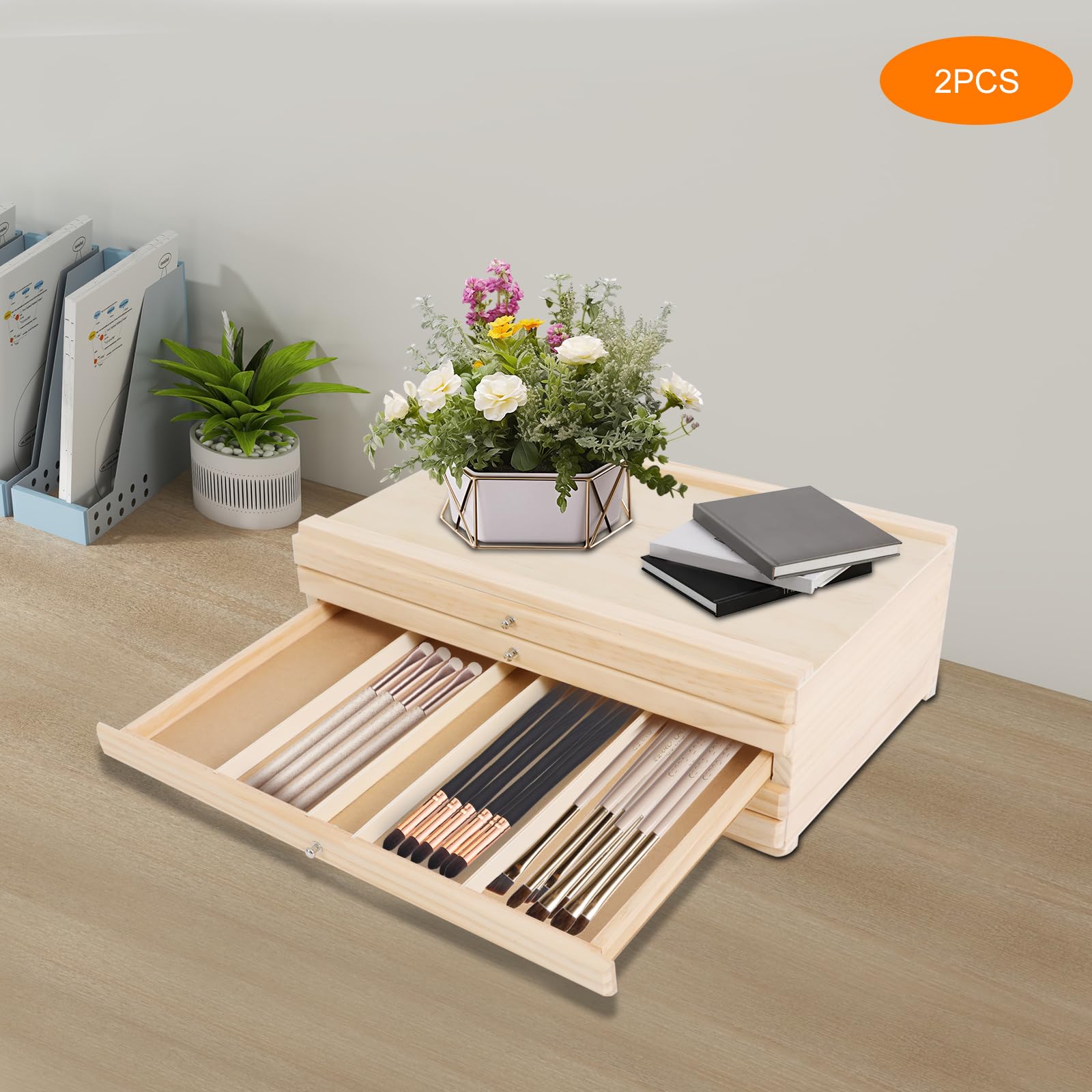 Cassettiera con 5 cassetti, organizer per ufficio, con rotelle, per documenti, forniture artistiche, 40 x 25,5 x 12,3 cm