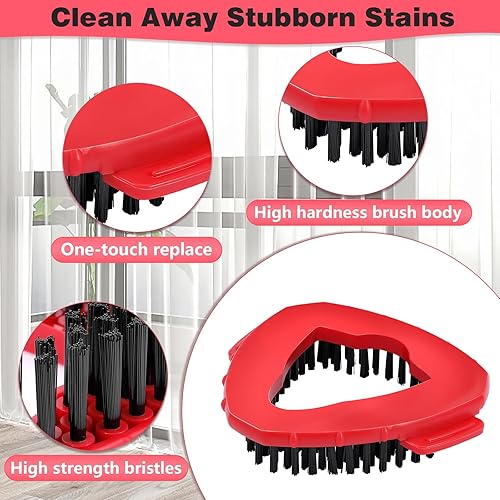 Miniatura 6 de Combo completo de repuestos de cabezales de fregona para O-Ceda, 4 piezas de repuesto de mopa giratoria de microfibra lavables a máquina, 1 cepillo