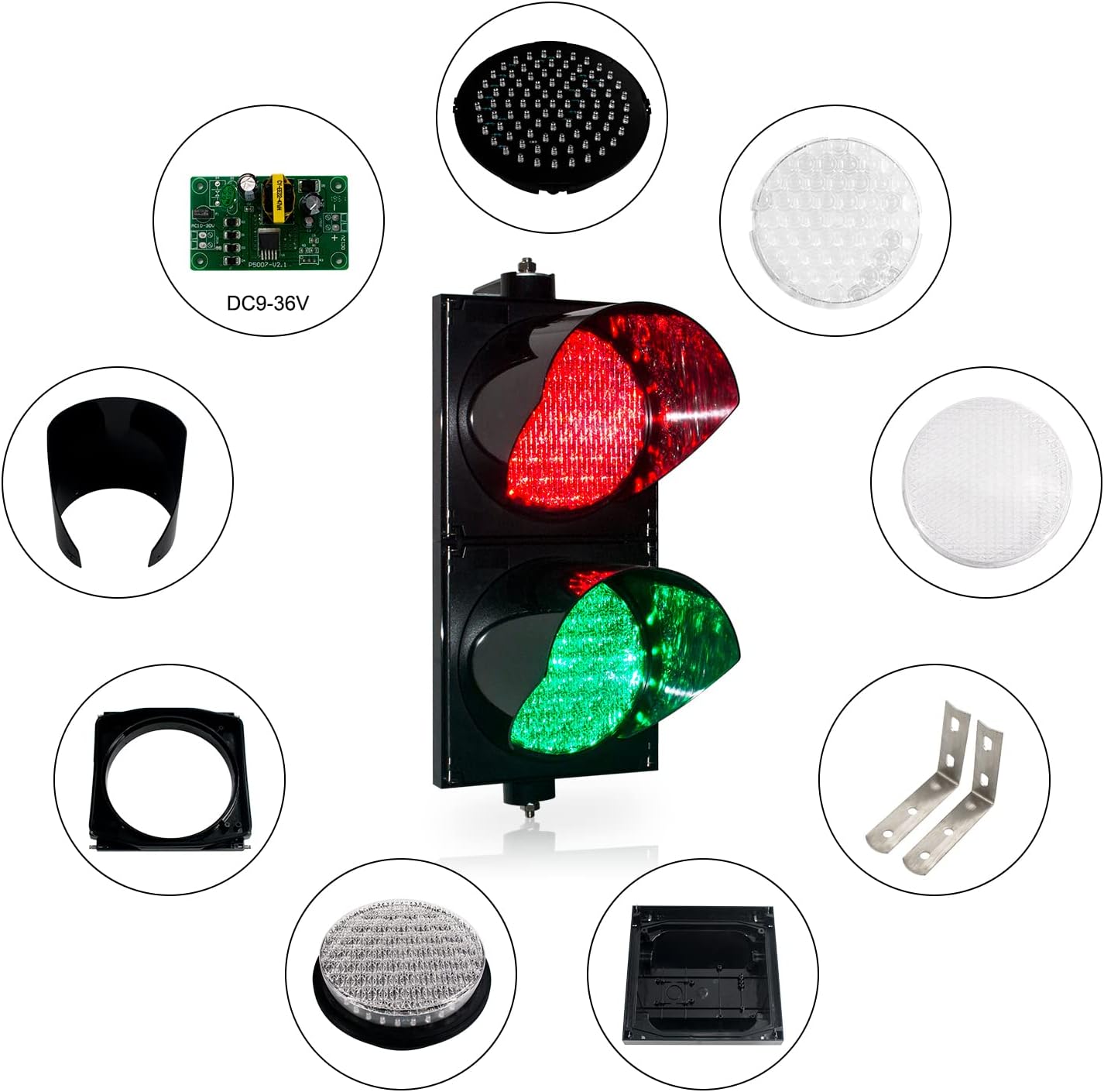 BBMI DC9-36V 200mm(8inch) Traffic Light, Red/Green Stop and Go Light, Traffic Signal Light, PC Housing Waterproof IP65 Industrial LED Traffic Stop Light, Indicator Warning Light : Industrial & Scientific