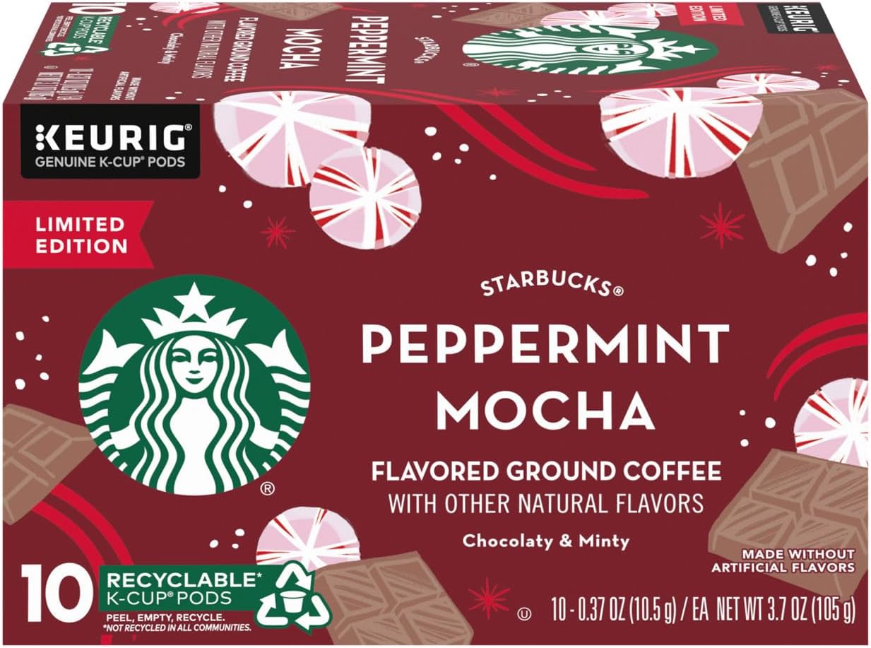 K-Cup Coffee Pods, Peppermint Mocha Flavored, 10 Count