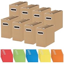 Oterri 8 Pack Brown File Organizer, Small Storage Box and 25 Pack Hanging File Folders