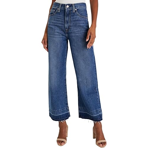 Astylish Womens High Waisted Cropped Jeans Wide Leg Stretchy Baggy Denim Pants