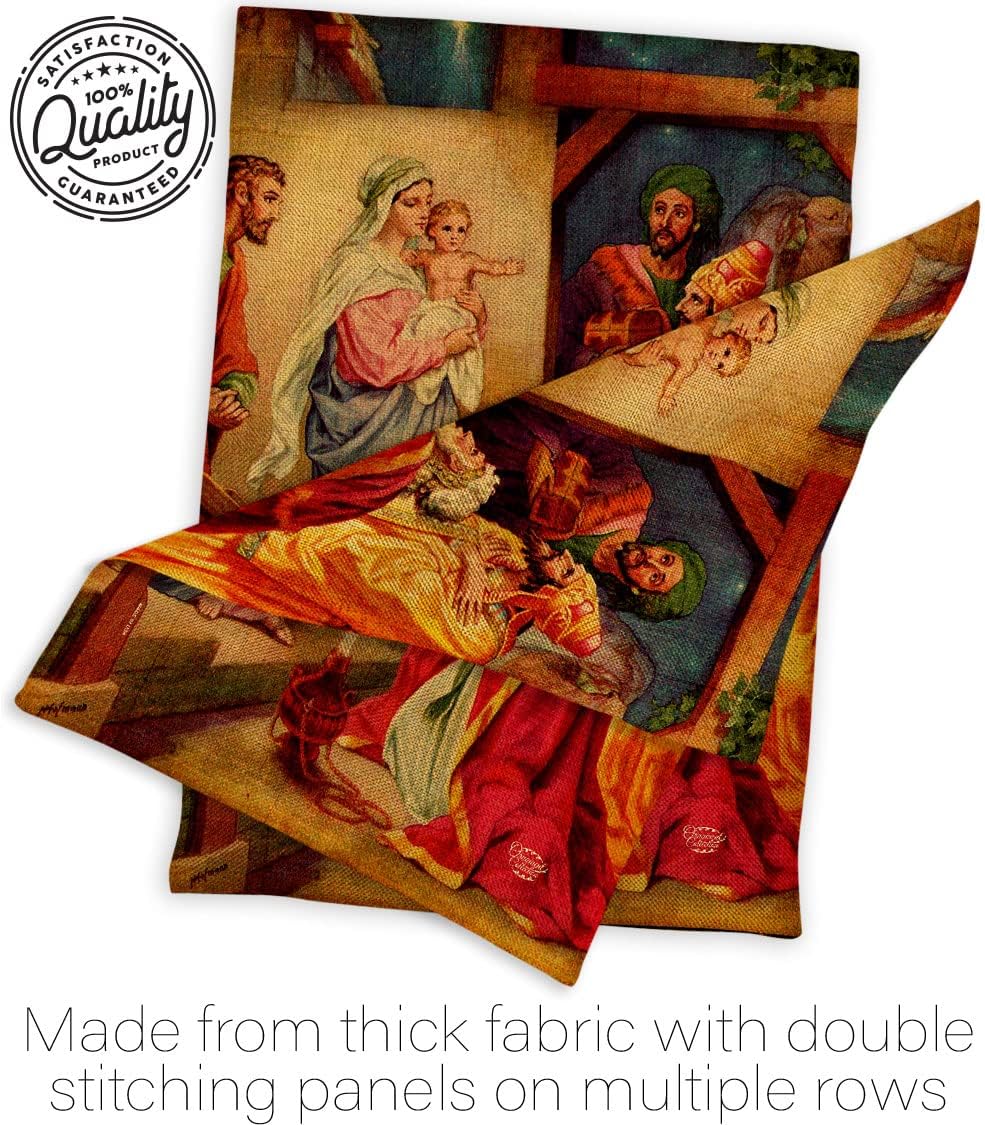 The Visit of Wise Men Burlap Garden Flag Set Wall Hanger Religious Faith Hope Grace Peace Dove Christian Religion Easter House Banner Small Yard Gift Double-Sided, Made in USA