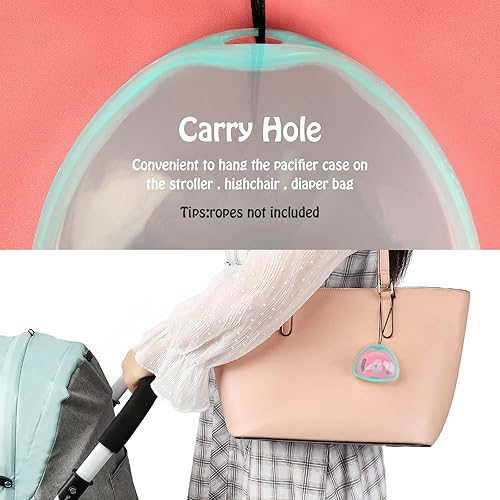 Miniatura 8 de Accmor Funda para chupete, estuche para chupete, contenedor para chupete para viajes, sin BPA, verde transparente, paquete de 4