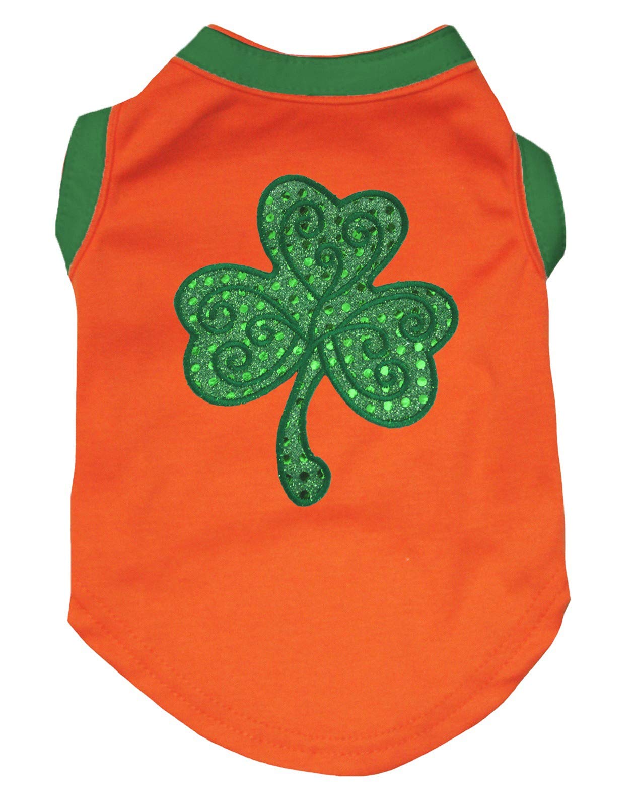 Petitebella Green Sequins Clover Puppy Dog Shirt (Orange, X-Small)