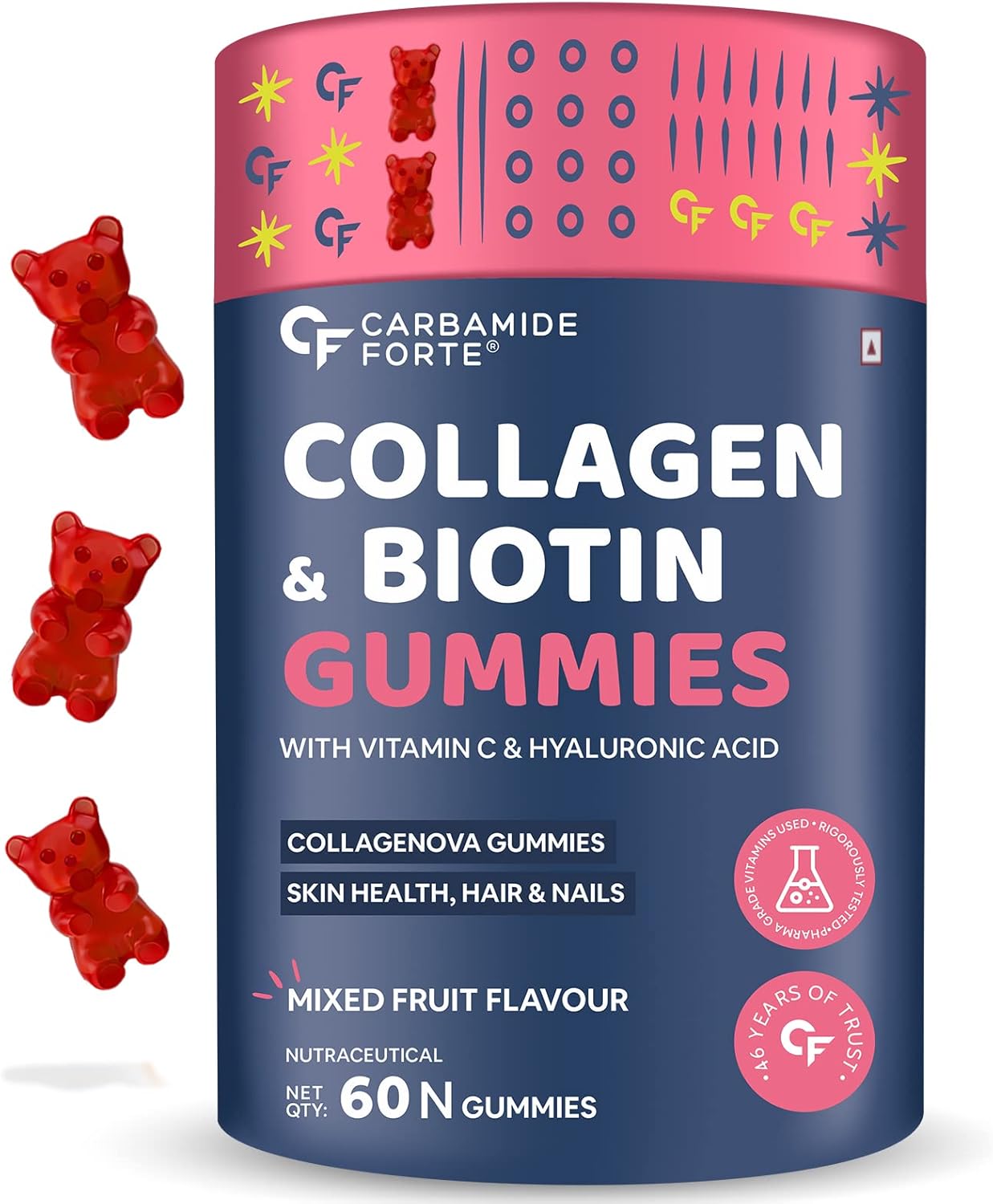Carbamide Forte Collagen & Biotin Nutraceutical Gummies - Mixed Fruit Flavour