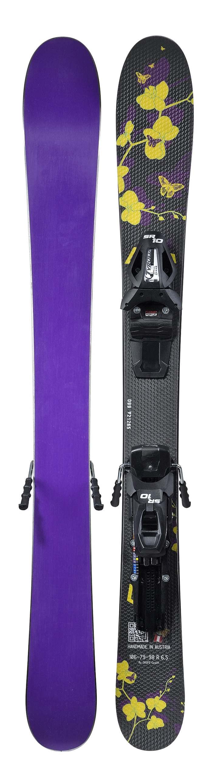 GPO Snowblade Orchidee | Kurz-Ski inkl. Tyrolia-SR-10-Sicherheitsbindung | 99 cm Länge | Big-Foot-Ski für Herren und Damen