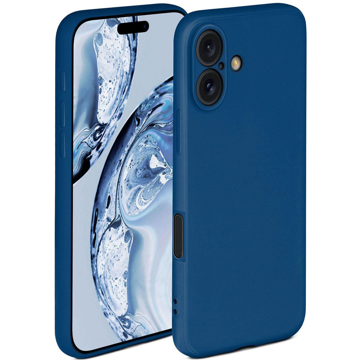 Coque silicone iPhone 16 Plus bords surélevés antichoc double couche bleu mat - 8