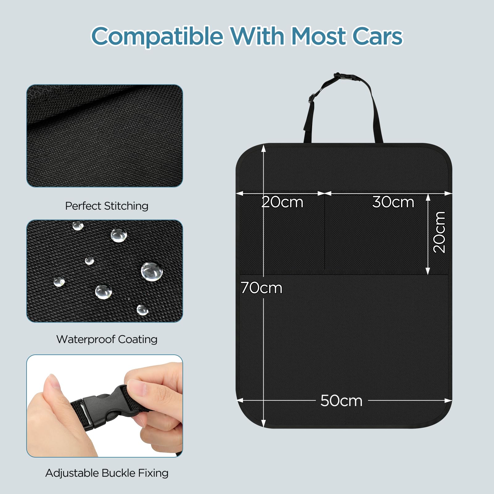 Cozary Protezione Sedili Auto 70x50 cm Tessuto Oxford Impermeabile Antisporco Organizer Sedile