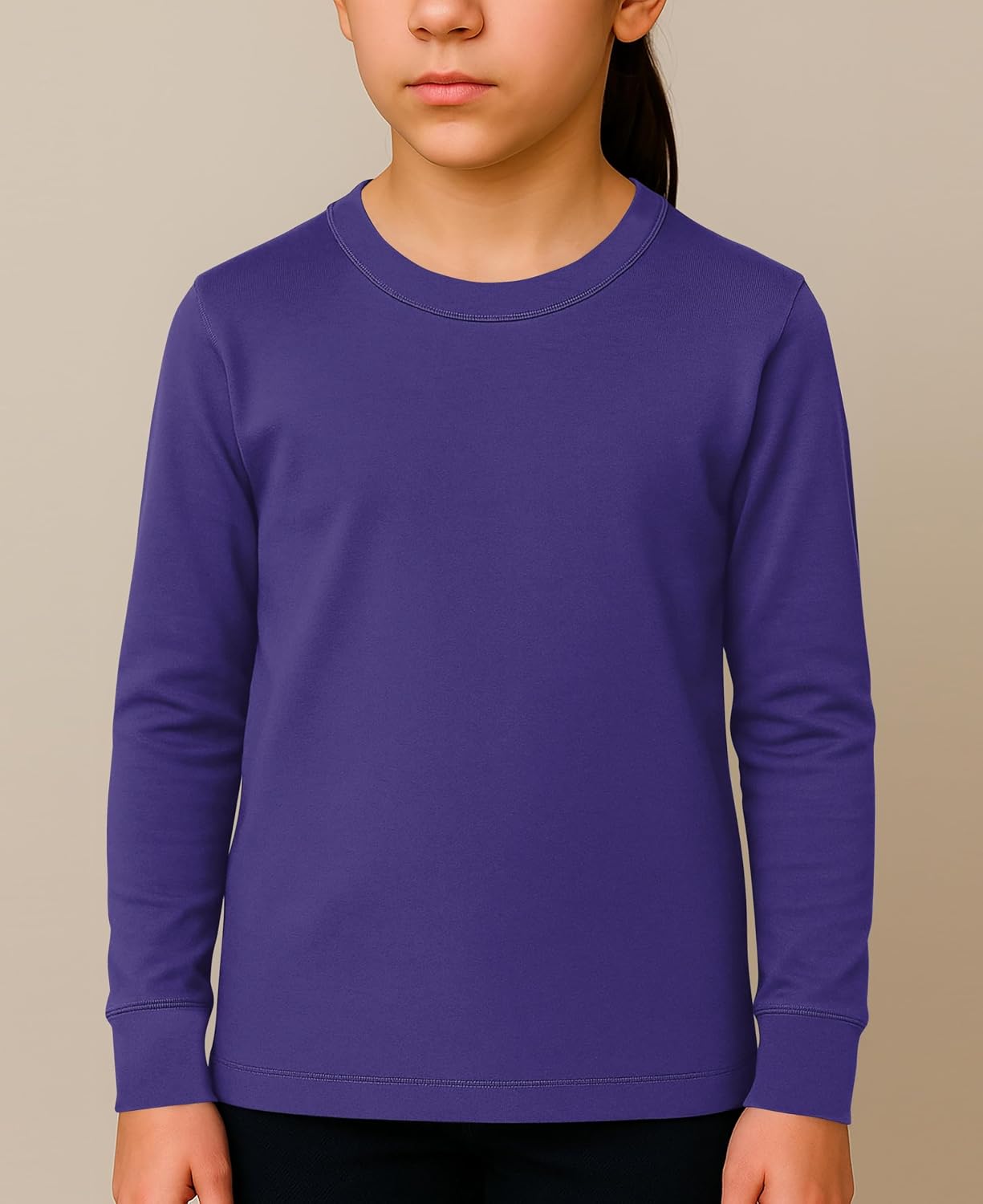 Girls Long Sleeve Performance Tops | All Season Natural Cotton Stretch Color T Shirts | Multi Packs Colors