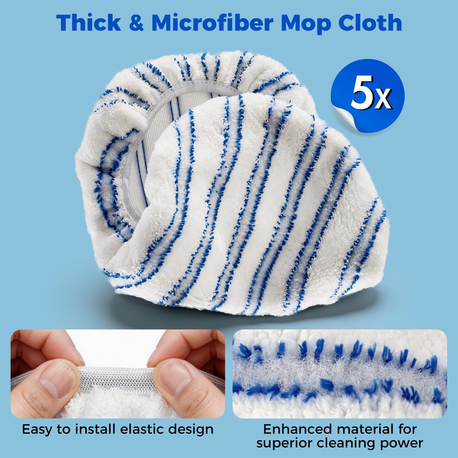 Masthome Mopa de Microfibra Extragrande para Limpieza de Suelos, mopa Plana de 16 Pulgadas con 5 recambios Reutilizables y Lavables para Uso en húmedo y seco, mopa de Polvo para Azulejos laminados de | Cabezal giratorio de 360 grados, raspador de limpieza