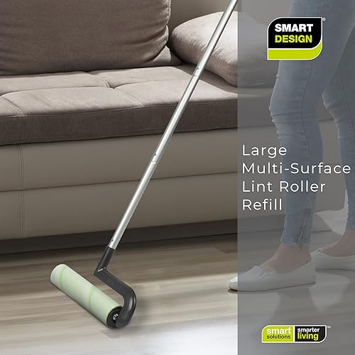 Miniatura 7 de Smart Design Mega Floor - Recambio de rodillo para pelusas  Juego de 2 (100 hojas en total)  Hojas adhesivas grandes en ángulo de 10 pulgadas