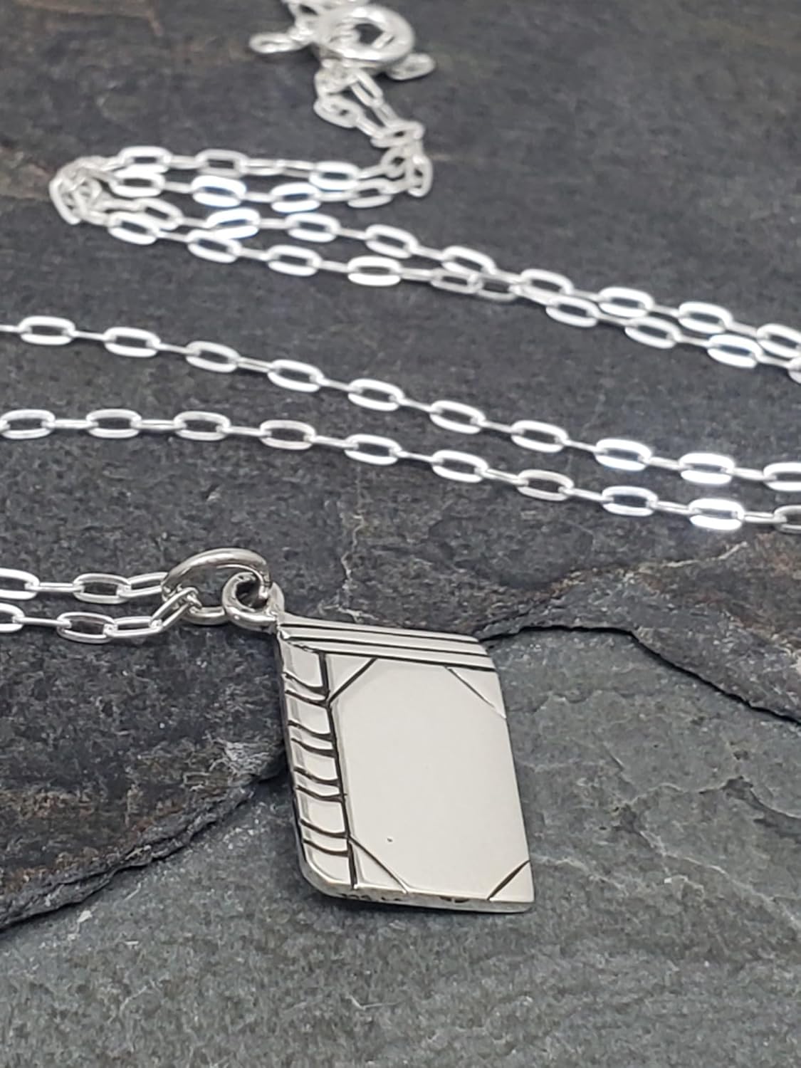 EnCharmed Sterling Silver Tiny Book Flat Charm Necklace, Literary Reader Pendant Jewelry, 18" - Image 3
