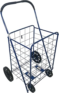 All Tool Depot Extra Large Grocery Utility Shopping Cart, Deluxe Steel Trolley with Wheels, Lightweight Versatility Blue 3-Pack