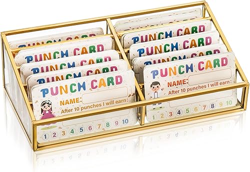 Miniatura 3 de Cedilis Soporte dorado para tarjetas de presentación, soporte para múltiples tarjetas de visita, organizador de tarjetas de visita de vidrio con 10