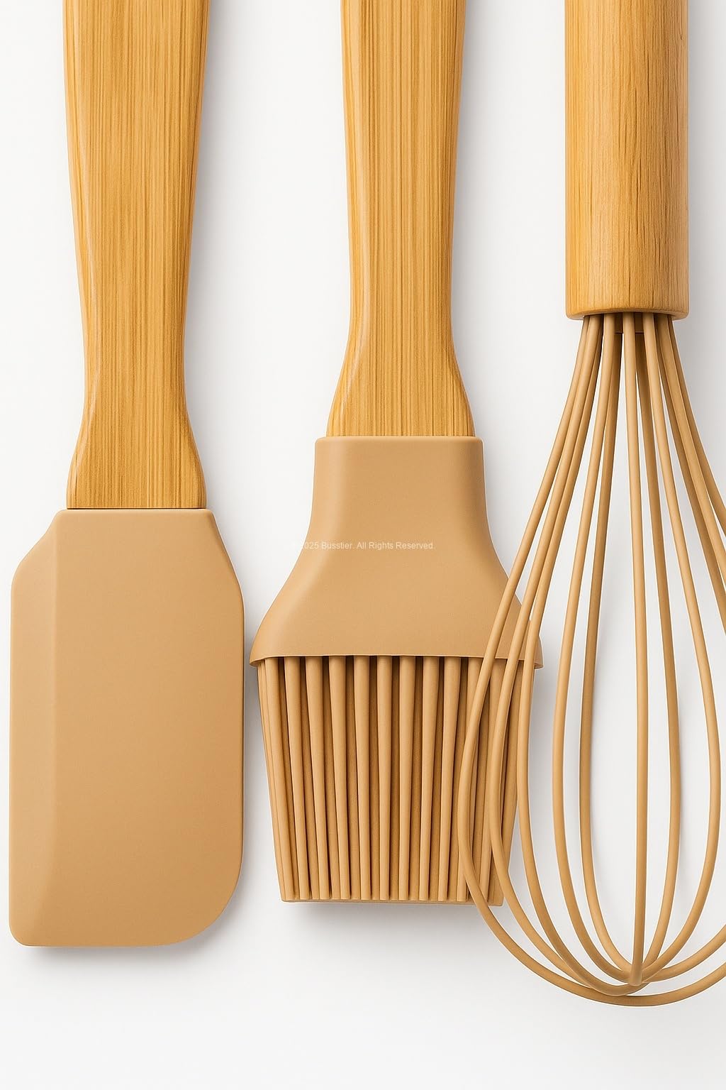 Busstier 3’lü Silikon Mutfak Seti Bambu Saplı Fırça Spatula Çırpıcı Isıya Dayanıklı Yapışmaz Hamur Karıştırıcı Çırpıcı Set Ergonomik Ahşap Saplı Mutfak Gereçleri Kolay Temizlenebilir Sağlıklı Pişirme