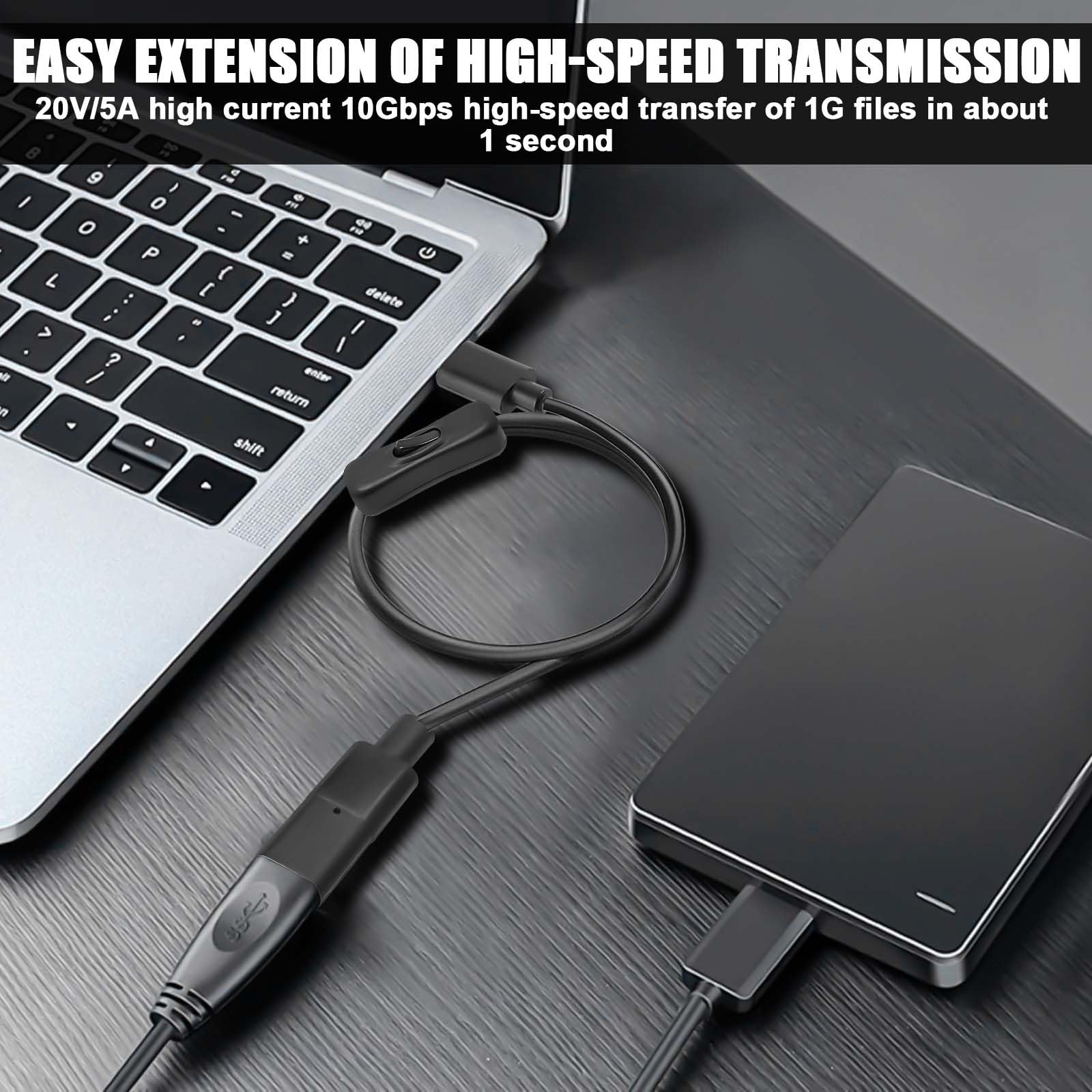 Duttek USB Auf USB-C Verlängerungskabel 1 M Mit Touch-Dimmerschalter – Zum Ein-/Ausschalten & Dimmen Von LED-Leuchten & Geräten