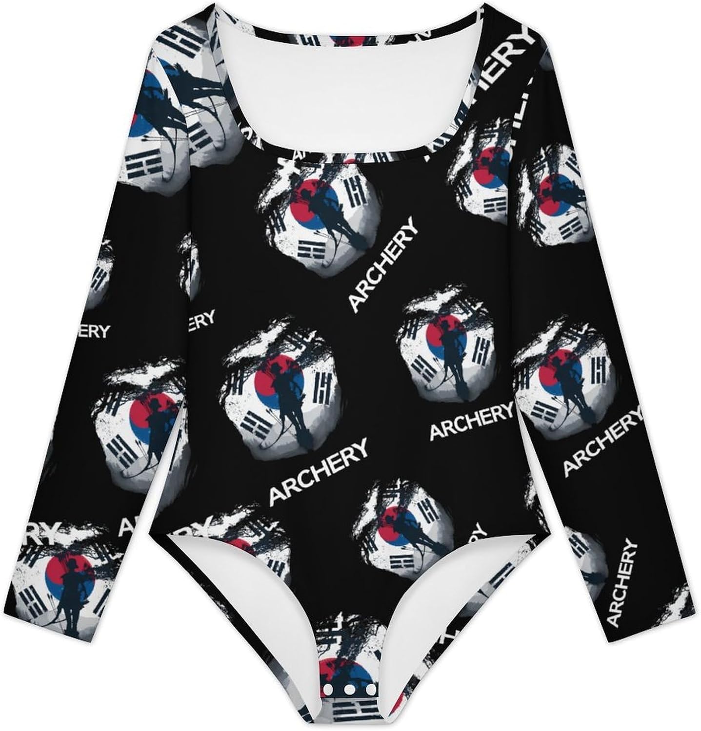Korea Flag Archery Sports Korean Women's Bodysuits Long Sleeve Top 5XL