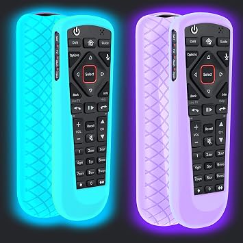 2 Pack Cover for Dish Network Remote, Case for Dish TV Remote Control 52.0/54.0 Replacement, Silicone Skin Sleeve Glow in The Dark Purple Blue