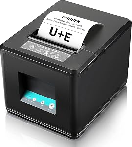 MUNBYN Thermal Receipt Printer, 80mm POS Printer with USB/LAN Ports Auto Cutter, Supports ESC/POS Command