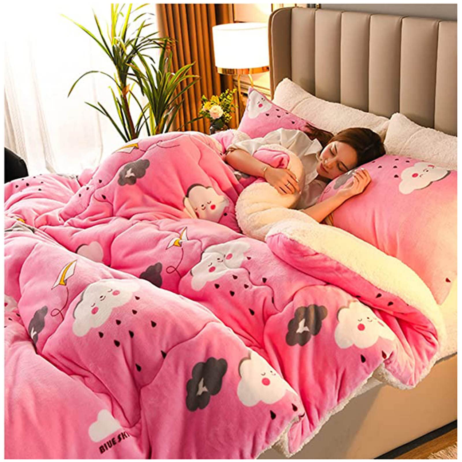 Couette laine agneau double face luxe 200x230cm pour un hiver prestigieux