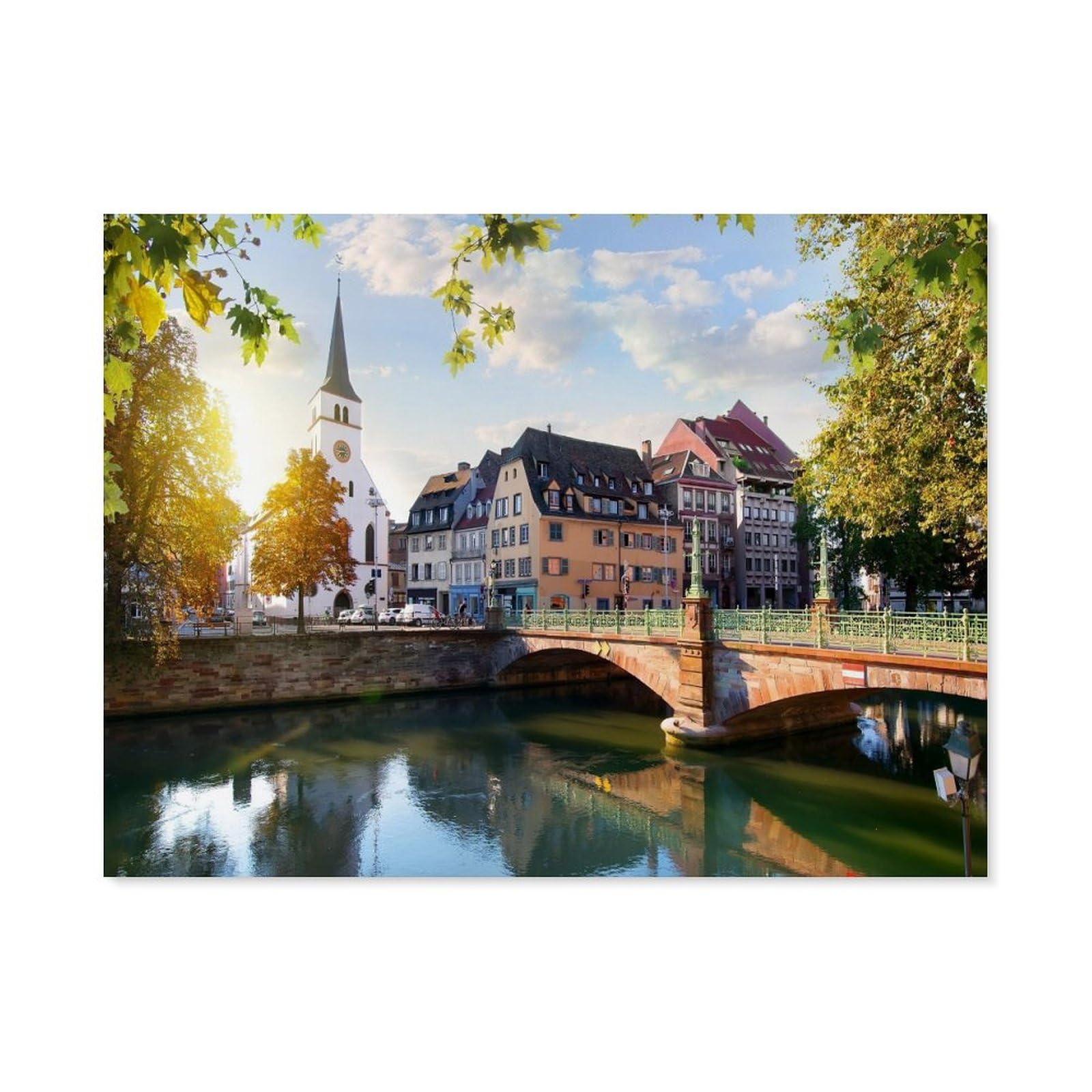 Paint by Numbers，Sunset in Strasbourg，DIY Paint by Numbers Kits for Adults Kids,Canvas Oil Painting with Brushes and Acrylic Pigment Paint by Numbers Arts Craft for Home Wall Decor(30x40cm) -I4