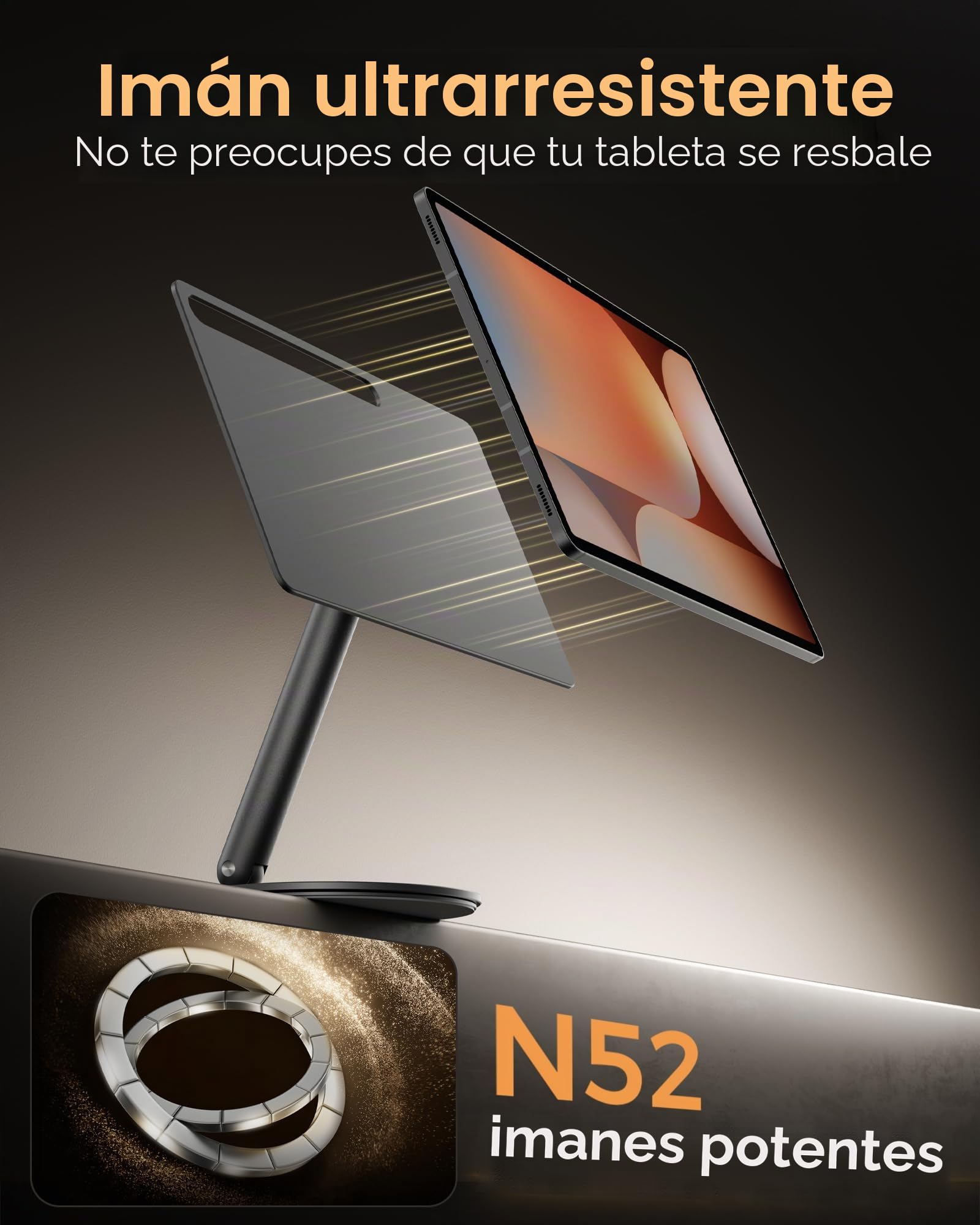 LULULOOK Soporte magnético para Samsung Galaxy Tab S10 FE+ 13.1", soporte plegable Samsung con base giratoria de 360° Compatible con Samsung Galaxy Tab (2025) SM-X620 13.1 pulgadas