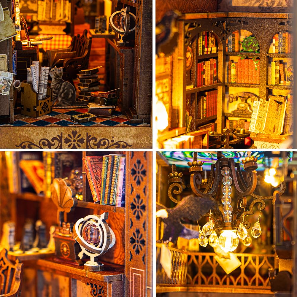 Kit fai da te per casa in miniatura, in stile europeo, kit per la casa delle bambole in miniatura, design a specchio illusione, libreria, decorazione da scrivania, modello creativo, regalo per donne e