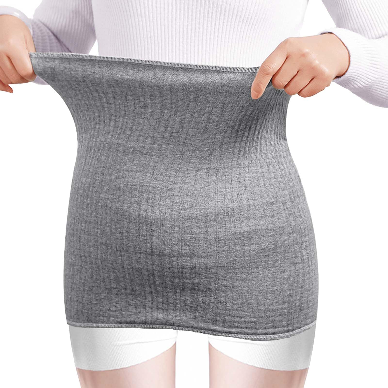 Calentadores Lumbares Elástico para Mujeres y Hombres Calentador de Cintura Suave y Fino Cinturón Térmico para Riñones (Gris Oscuro)