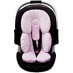 Pro Goleem Infant Car Seat Head Neck Body Support, Ultra-Soft Minky and Microfiber Newborn Car Seat Insert, Perfect for Car Seat, Stroller, 2-in-1 Reversible, Girls, Pink