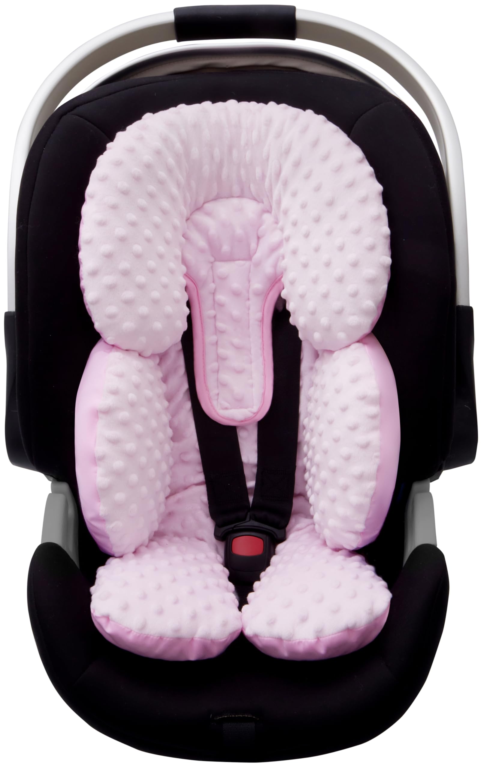 Pro Goleem Infant Car Seat Head Neck Body Support, Ultra-Soft Minky and Microfiber Newborn Car Seat Insert, Perfect for Car Seat, Stroller, 2-in-1 Reversible, Girls, Pink