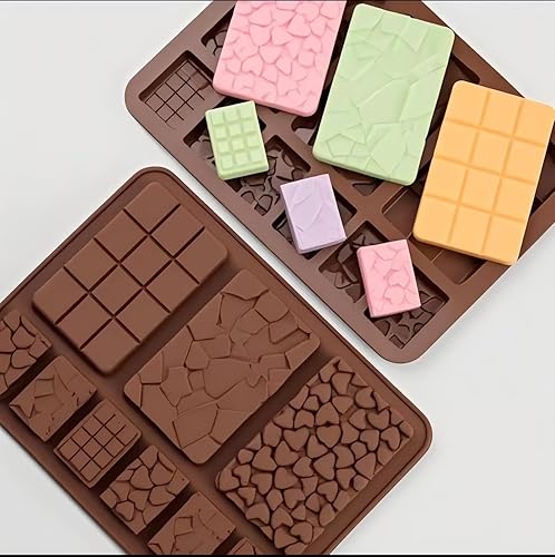 Moldes de silicona para dulces y chocolate, paquete de 2, bandeja antiadherente para cubitos de hielo, herramientas para hornear para gelatina,