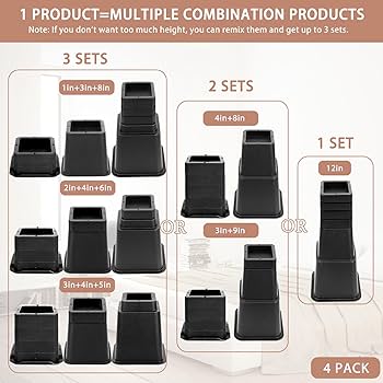 RCHYFEED 5 cm bedverhogers, verstelbare schroefklem, 5 cm meubelverhogers, 2 stuks robuuste verhogers voor banken, tafelstoelen en stoelen, passend voor meubelpoten met een breedte van 0-3,7 cm