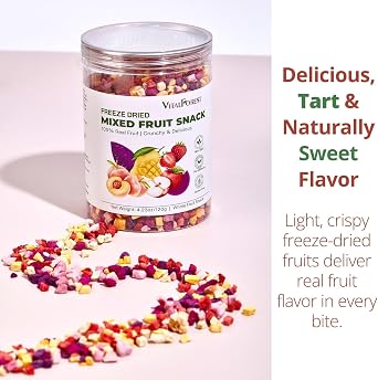 Freeze Dried Mixed Fruit Snacks - 4.23oz(120g) Crunchy Dried Fruit Mix with Strawberry, Dragon Fruit, Purple Sweet Potato, Mango, Peach, Apple, Natural Healthy Dehydrated Fruits Snacks