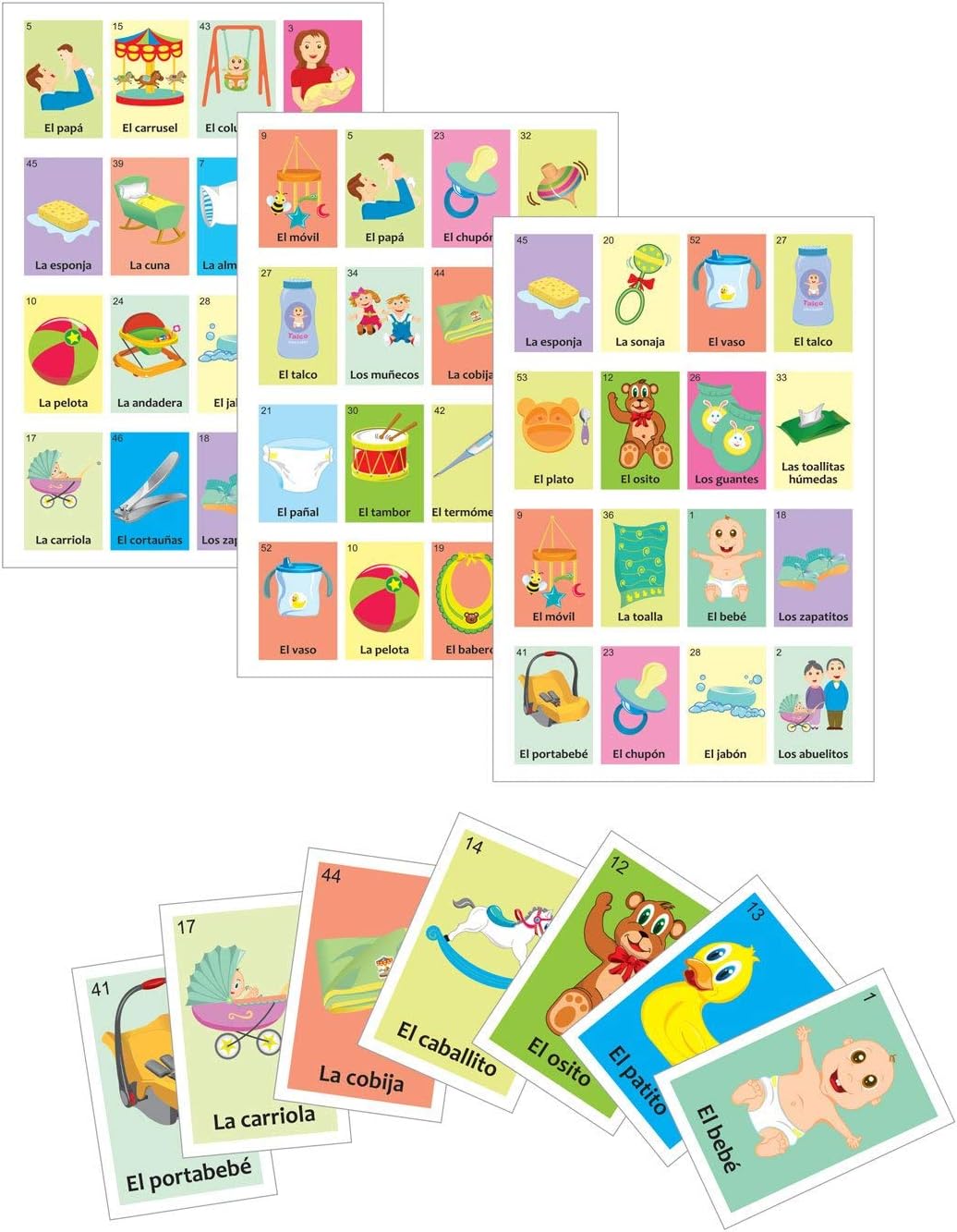 Bingo Baby Shower Loteria Game in Spanish, 54pc Deck of Cards, Quality Printing with Glossy UV Varnish. for Baby Showers and Gender Reveal Parties (10)