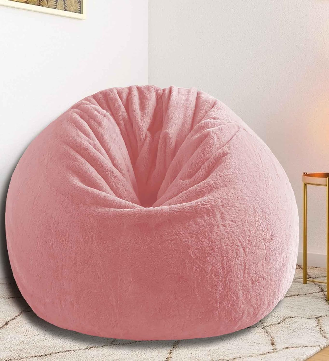 Mollismoons Pink Fur Bean Bag Supper Soft Bean Bag for Home Bean Bags