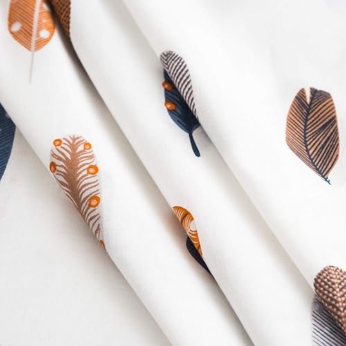 Miniatura 5 de YuHeGuoJi Juego de funda de edredón bohemio con plumas de colores, tamaño queen, 100% algodón, 3 piezas, 1 funda de edredón con patrón de plumas de