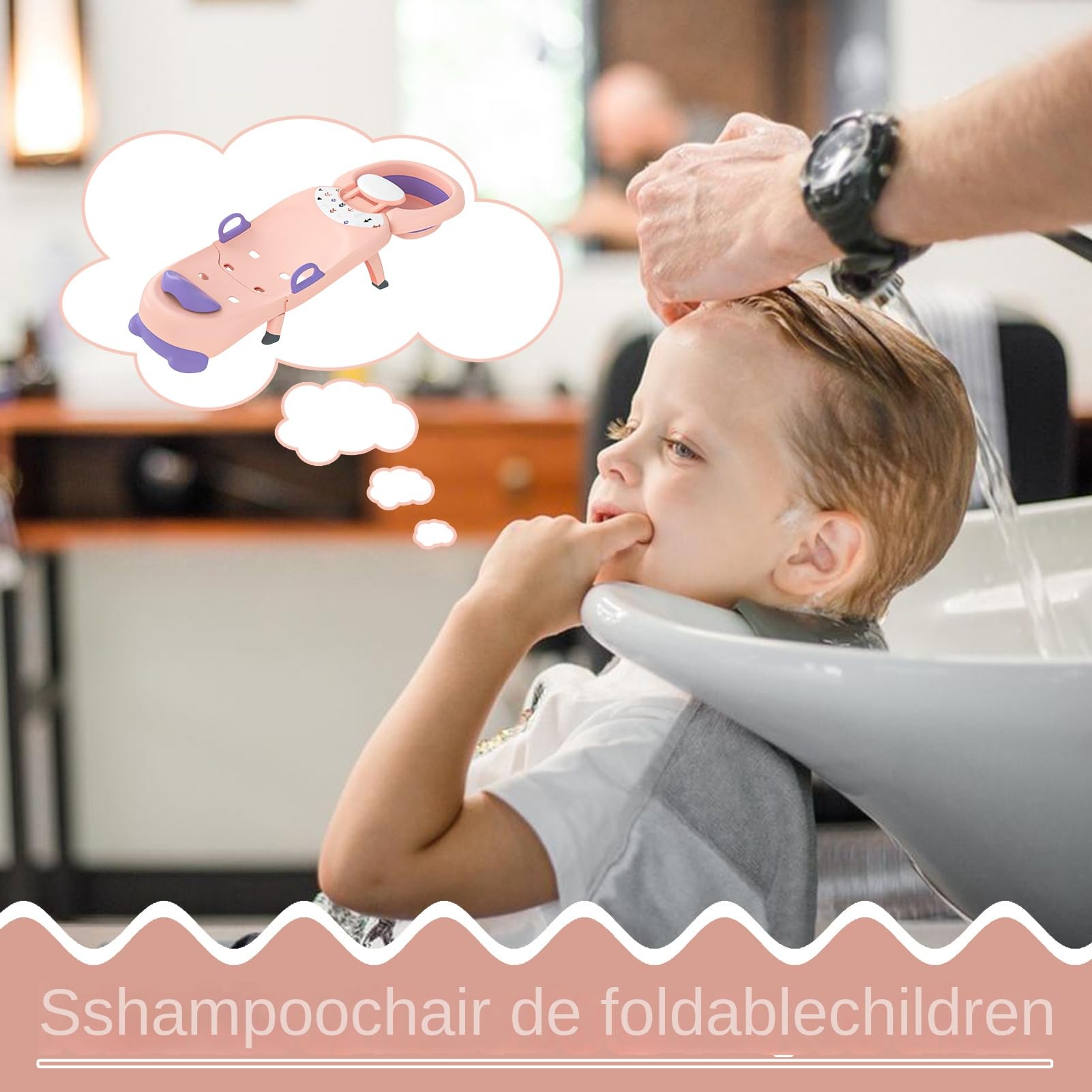 Kinder-Shampoo, faltbar, für Salonsitz, 45,66 Zoll, tragbar, verstellbare | Kopfhalterung, bequemes Reclining-Design für Zuhause, Kleinkinder, Haarpflege-Lösung