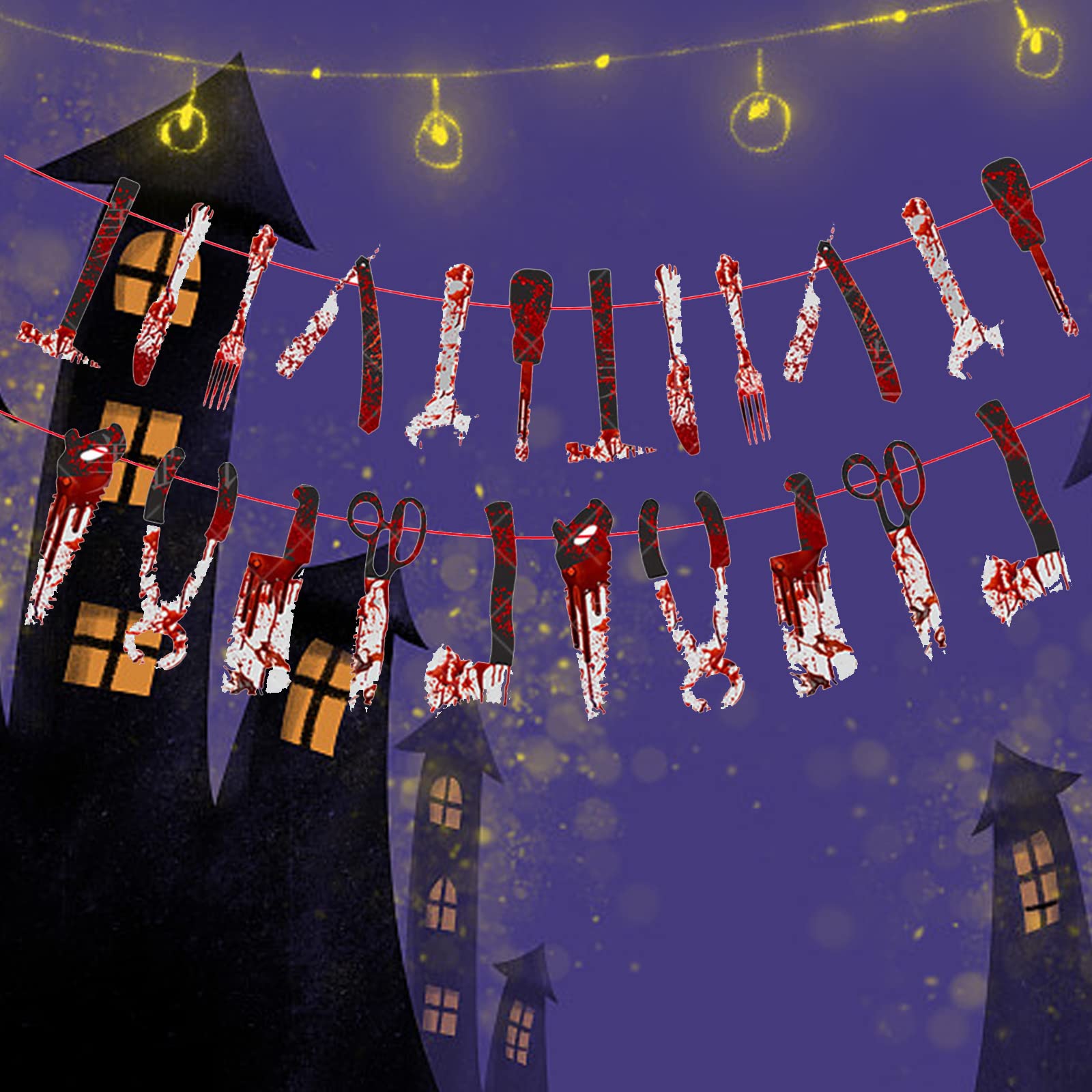 ZORVYN 12 Pièces Guirlande De Couteaux Ensanglantés Réaliste