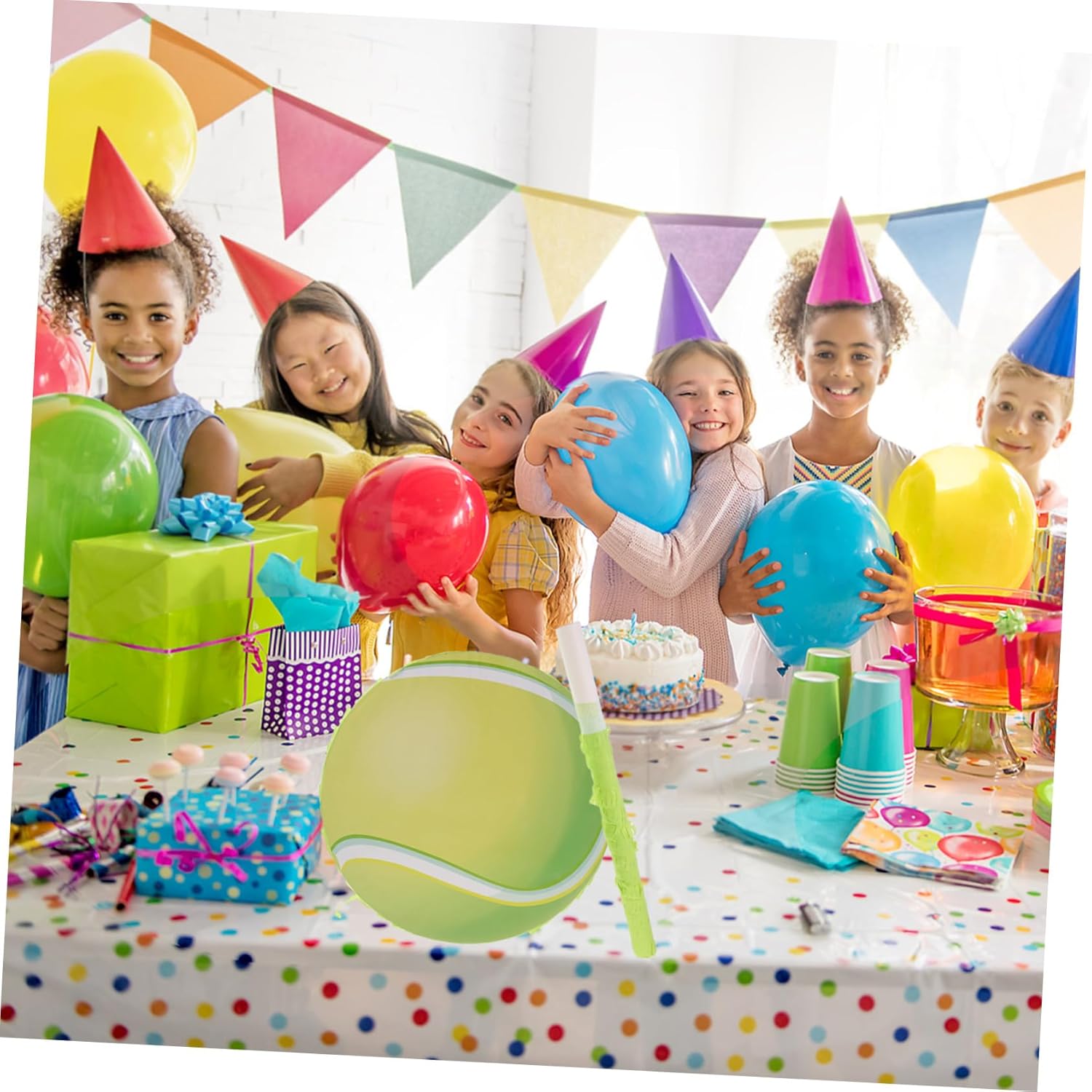 VALICLUD Sports Themed Tennis Pinata with Blindfold and Confetti Interactive Birthday Party for Indoor Outdoor Family Events Tennis Party Supplies Random Color