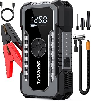 Sharmeal Jump Starter with Air Compressor, 7000A 150PSI Car Jump Starter Battery Pack All Gas/12.0L Diesel, 12V Car Battery Jump Starter