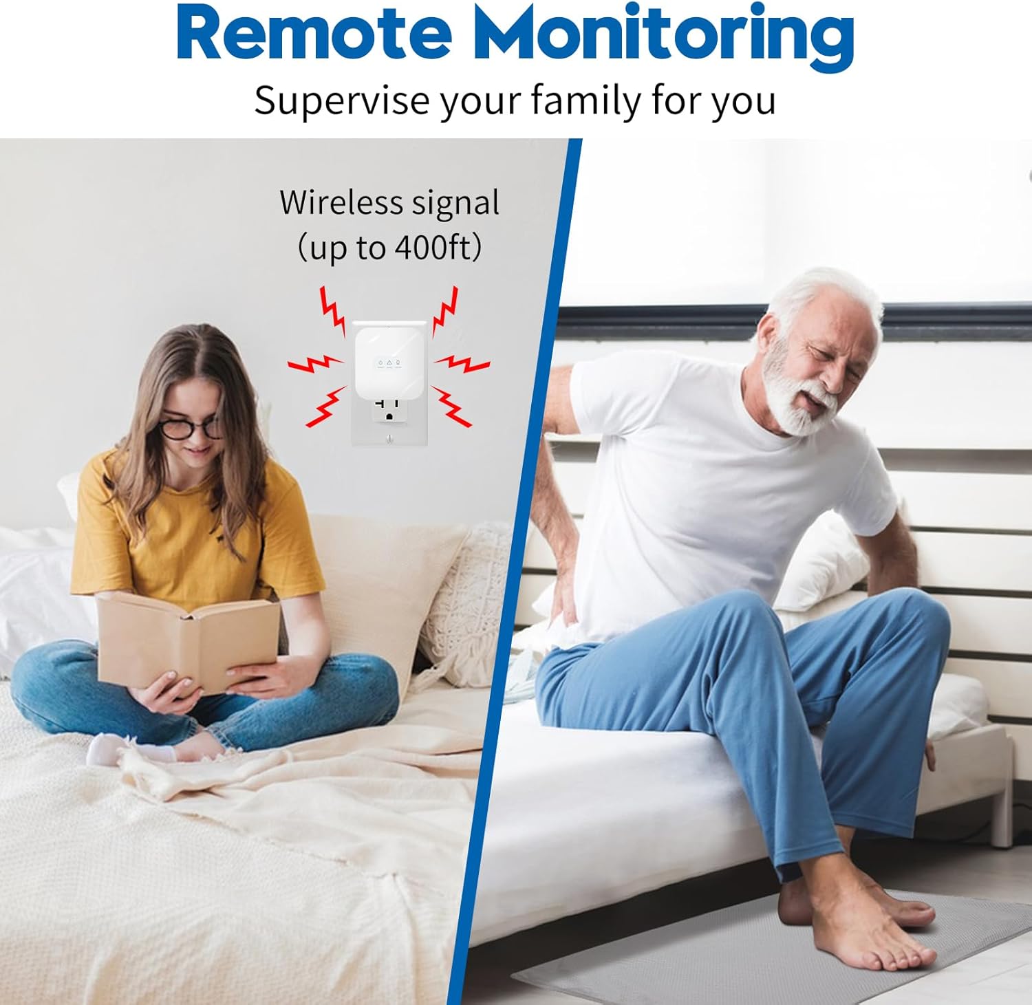 briidea Wireless Floor Alarm Mats for Remote Monitoring of Elderly, Sleepwalkers, Helping You Care for Your Loved Ones, Ensuring You Have Restful Nights, Floor mat Size 21" x 29"