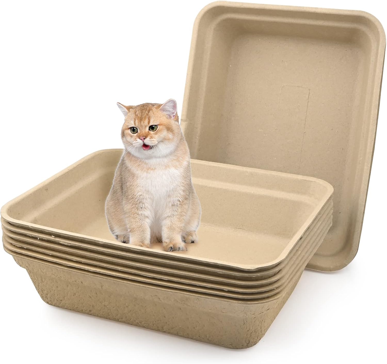 8 Pack Disposable Litter Boxes for Cats, Cat Litter Tray 2