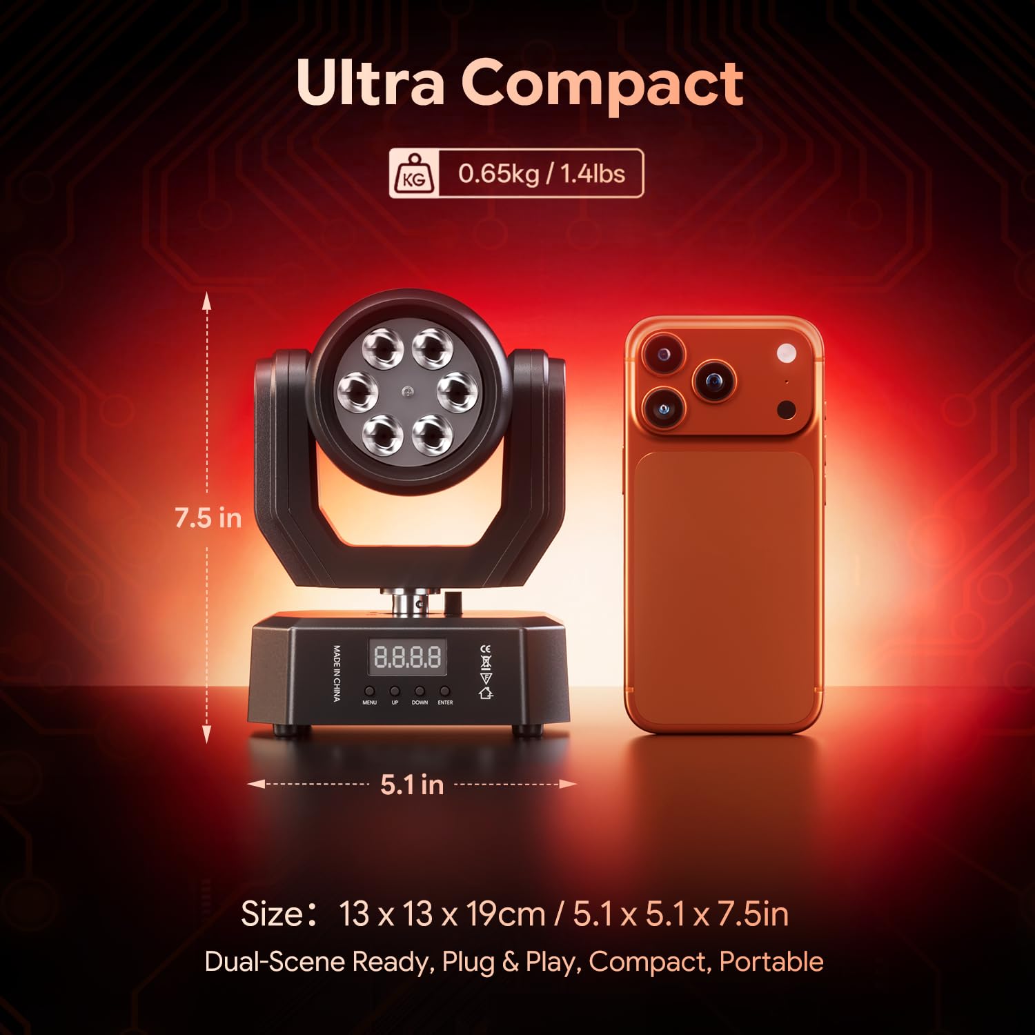 30W Teste Mobili Luci Palcoscenico,Faretto LED RGBW Beam Moving Head con Telecomando,DMX512,Luce Discoteca Stroboscopio Palco Luce di Scena,Luci da Festa per DJ Party Club Bar Matrimonio